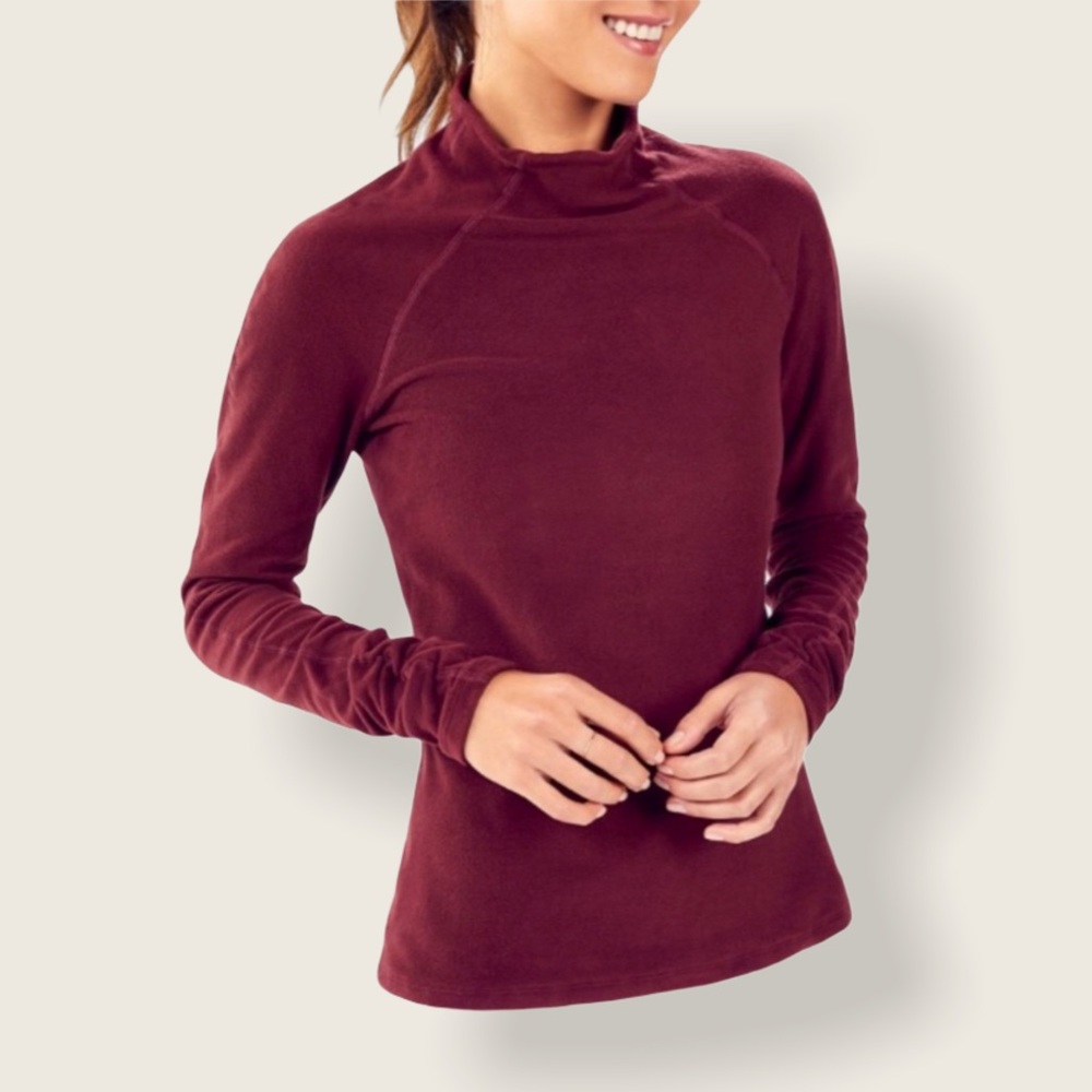 Fabletics Lexi Long Sleeve Ruched Turtleneck Red XS